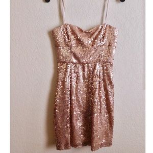 BCBGMaxazria gold sequin dress